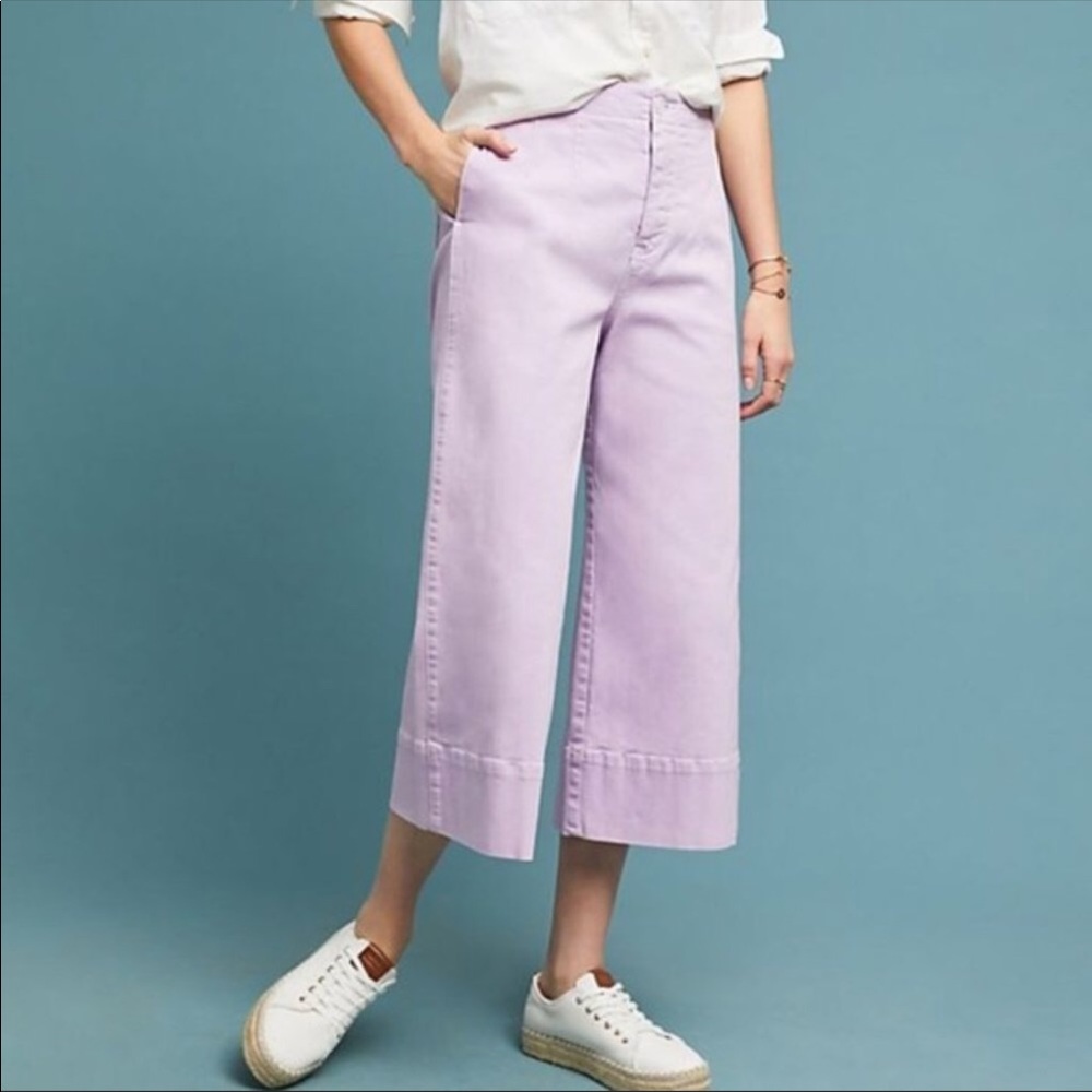 Pilcro and the Letterpress Lavender Wide Leg Cropped Pants
